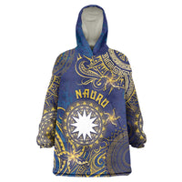 Personalised Nauru Wearable Blanket Hoodie Hibiscus Polynesian Tribal Pattern