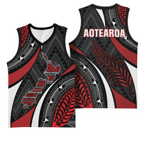 Aotearoa New Zealand Native Birds Map Basketball Jersey Silver Fern Tribal Pattern DT05 - Polynesian Pride