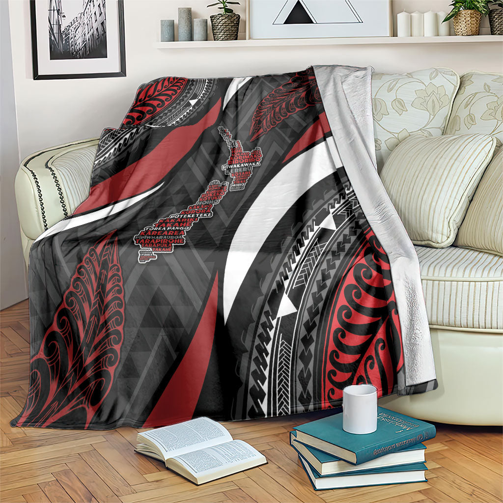 Aotearoa New Zealand Native Birds Map Blanket Silver Fern Tribal Pattern DT05 Red - Polynesian Pride
