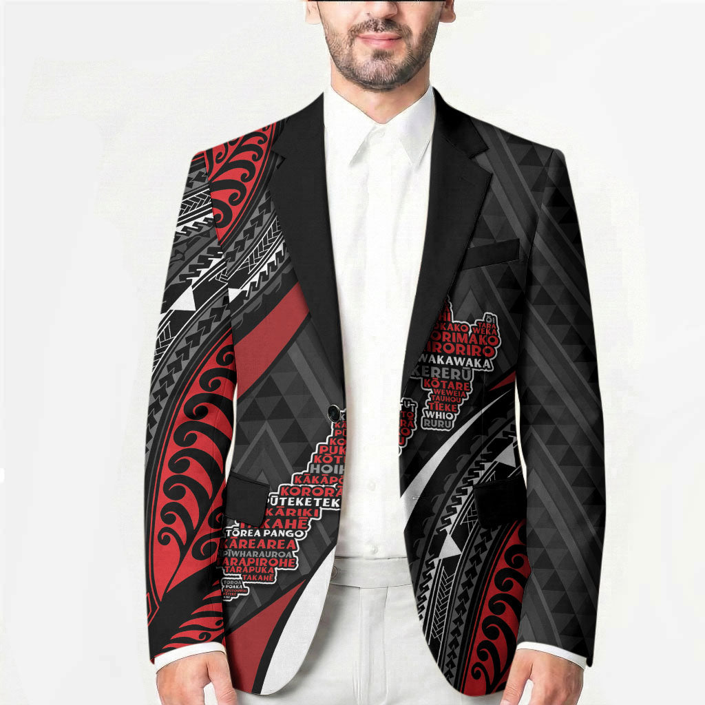 Aotearoa New Zealand Native Birds Map Blazer Silver Fern Tribal Pattern DT05 - Polynesian Pride
