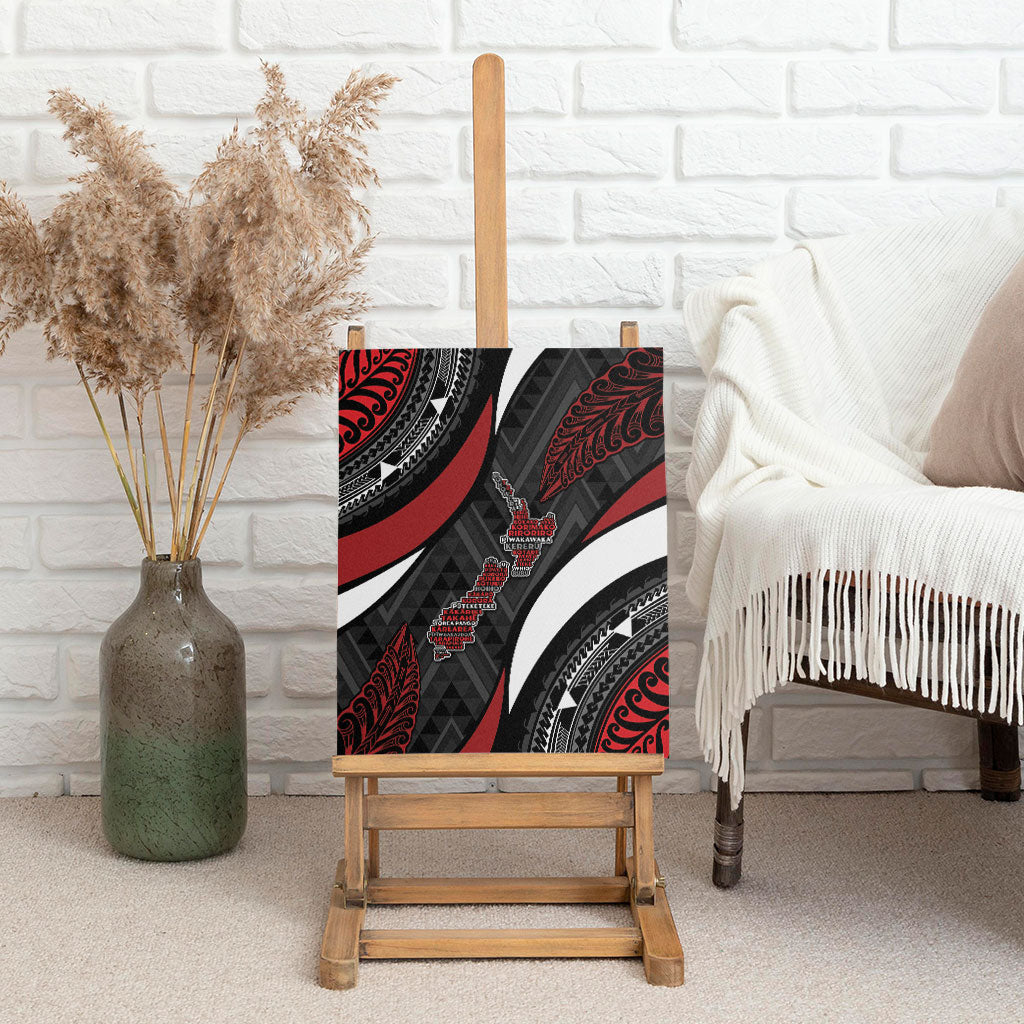 Aotearoa New Zealand Native Birds Map Canvas Wall Art Silver Fern Tribal Pattern DT05 - Polynesian Pride