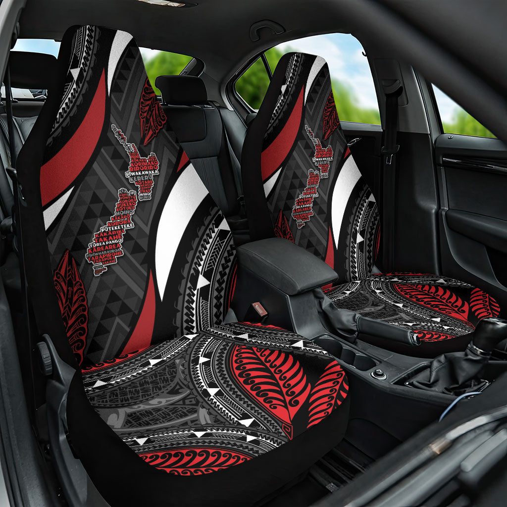 Aotearoa New Zealand Native Birds Map Car Seat Cover Silver Fern Tribal Pattern DT05 One Size Red - Polynesian Pride