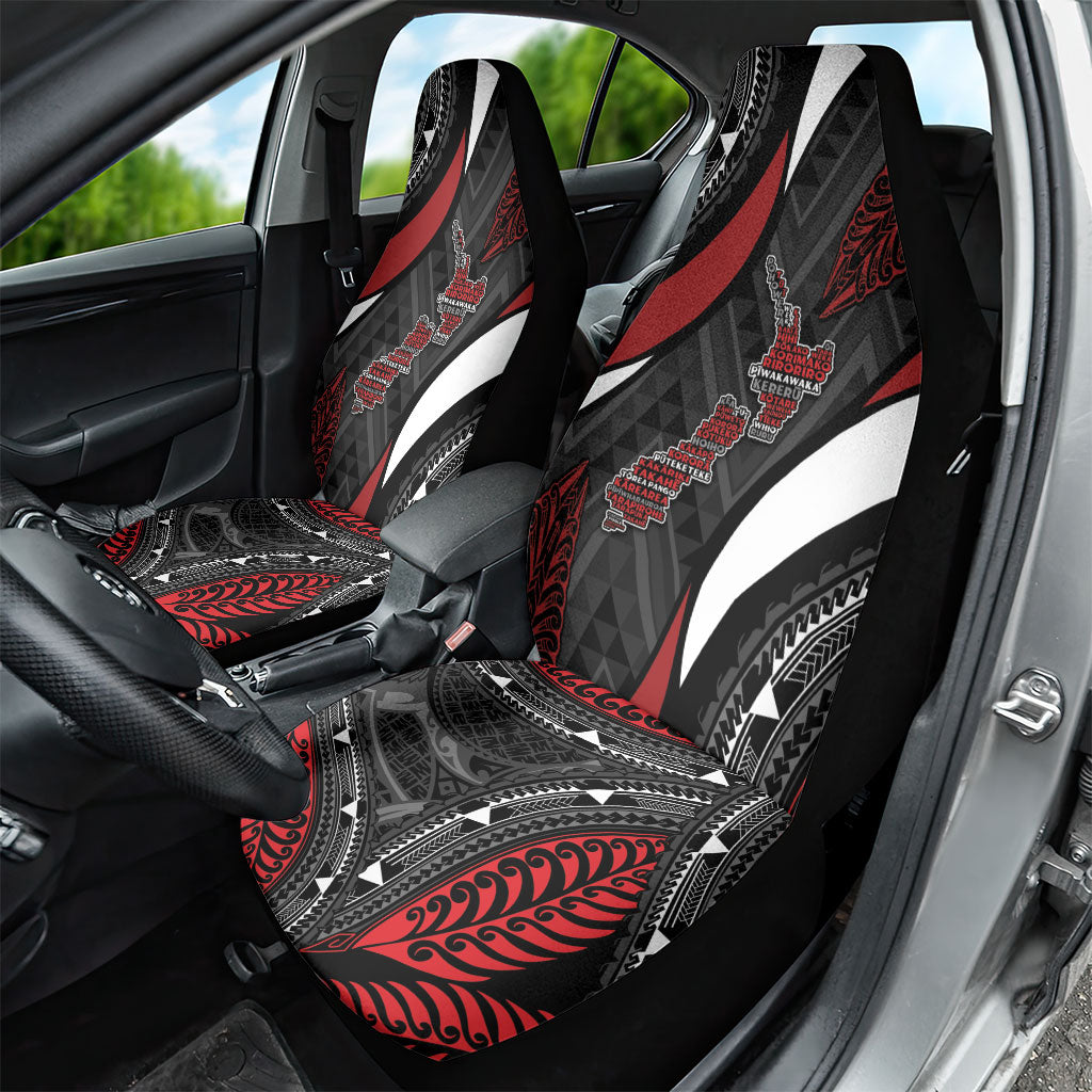 Aotearoa New Zealand Native Birds Map Car Seat Cover Silver Fern Tribal Pattern DT05 - Polynesian Pride