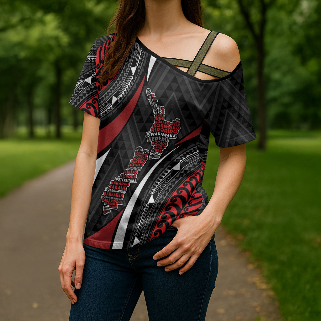 Aotearoa New Zealand Native Birds Map Cross Shoulder Shirt Silver Fern Tribal Pattern DT05 - Polynesian Pride