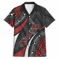 Aotearoa New Zealand Native Birds Map Hawaiian Shirt Silver Fern Tribal Pattern DT05 Red - Polynesian Pride