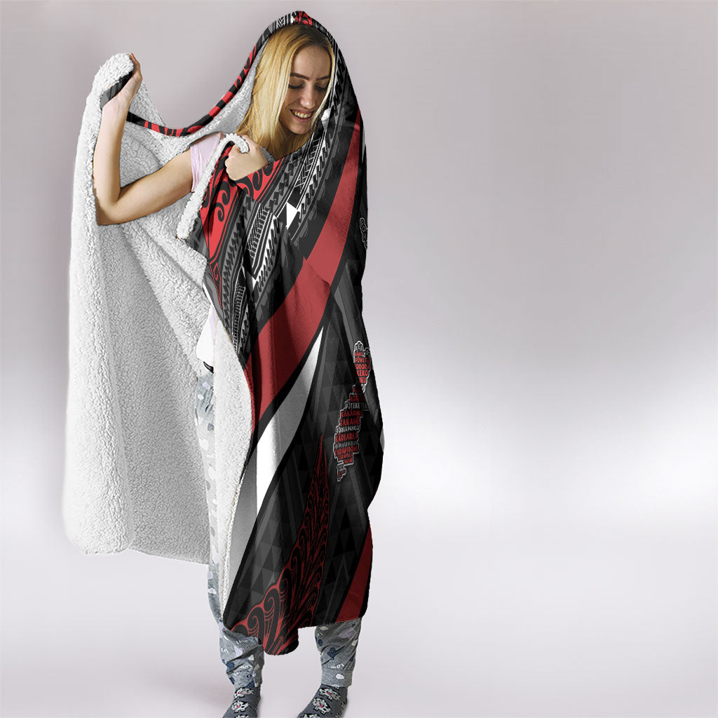 Aotearoa New Zealand Native Birds Map Hooded Blanket Silver Fern Tribal Pattern DT05 - Polynesian Pride