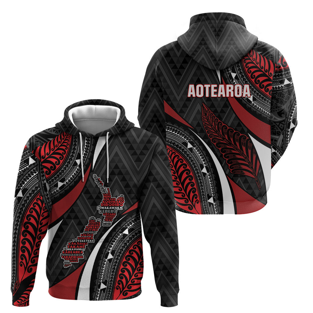 Aotearoa New Zealand Native Birds Map Hoodie Silver Fern Tribal Pattern DT05 - Polynesian Pride