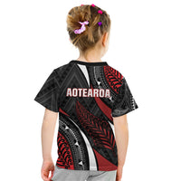 Aotearoa New Zealand Native Birds Map Kid T Shirt Silver Fern Tribal Pattern DT05 - Polynesian Pride