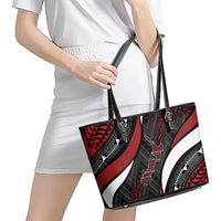 Aotearoa New Zealand Native Birds Map Leather Tote Bag Silver Fern Tribal Pattern DT05 - Polynesian Pride