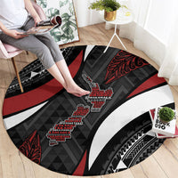 Aotearoa New Zealand Native Birds Map Round Carpet Silver Fern Tribal Pattern DT05 - Polynesian Pride