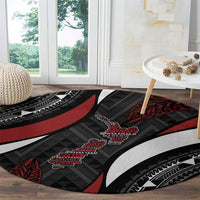 Aotearoa New Zealand Native Birds Map Round Carpet Silver Fern Tribal Pattern DT05 - Polynesian Pride