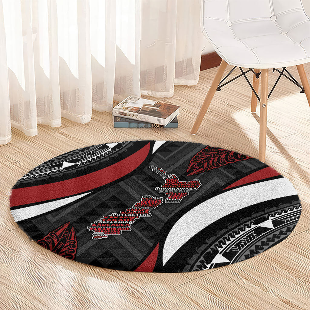 Aotearoa New Zealand Native Birds Map Round Carpet Silver Fern Tribal Pattern DT05 - Polynesian Pride