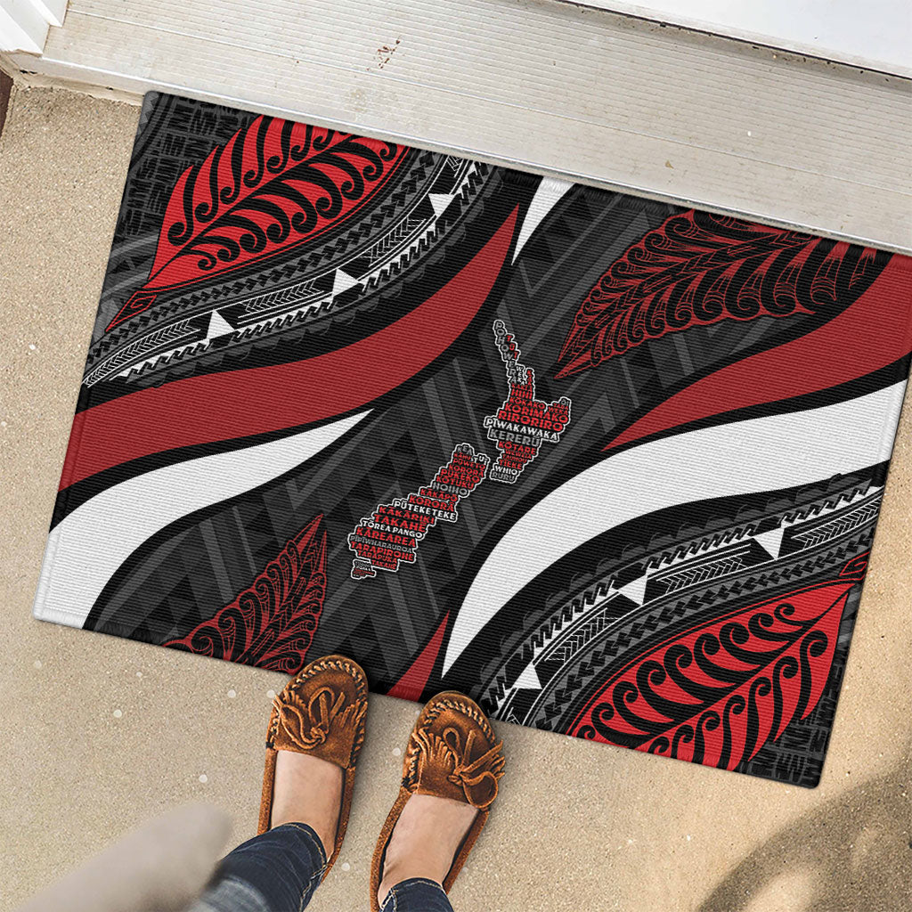 Aotearoa New Zealand Native Birds Map Rubber Doormat Silver Fern Tribal Pattern DT05 - Polynesian Pride