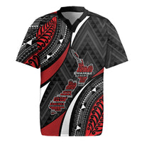 Aotearoa New Zealand Native Birds Map Rugby Jersey Silver Fern Tribal Pattern DT05 Red - Polynesian Pride