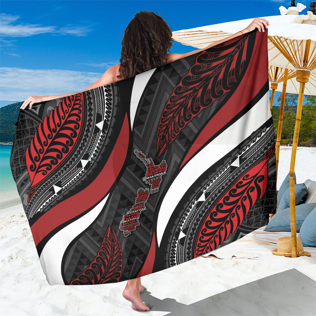 Aotearoa New Zealand Native Birds Map Sarong Silver Fern Tribal Pattern DT05 One Size 44 x 66 inches Red - Polynesian Pride