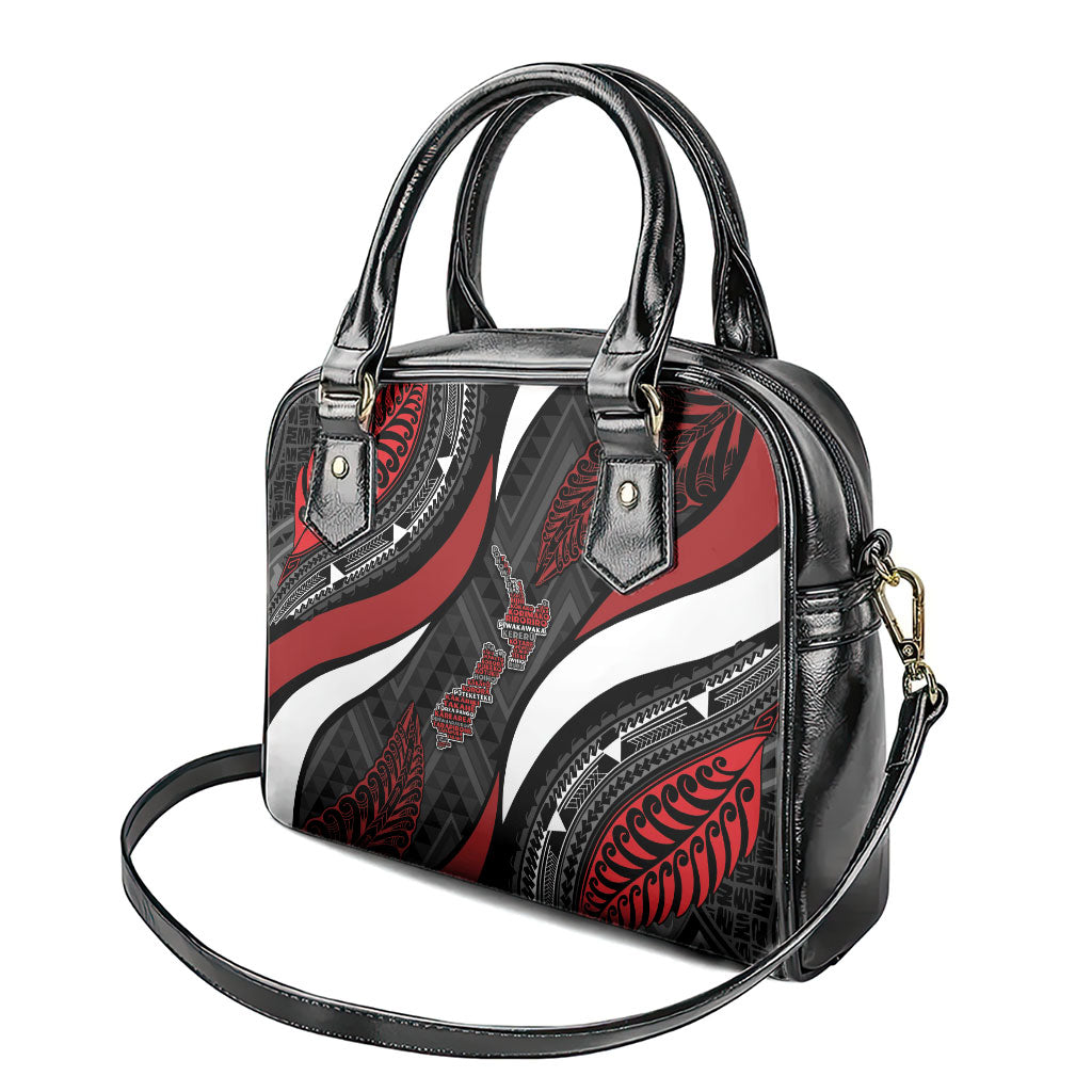 Aotearoa New Zealand Native Birds Map Shoulder Handbag Silver Fern Tribal Pattern DT05 - Polynesian Pride