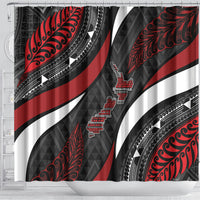 Aotearoa New Zealand Native Birds Map Shower Curtain Silver Fern Tribal Pattern DT05 - Polynesian Pride