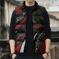 Aotearoa New Zealand Native Birds Map Sleeveless Puffer Jacket Silver Fern Tribal Pattern DT05 - Polynesian Pride
