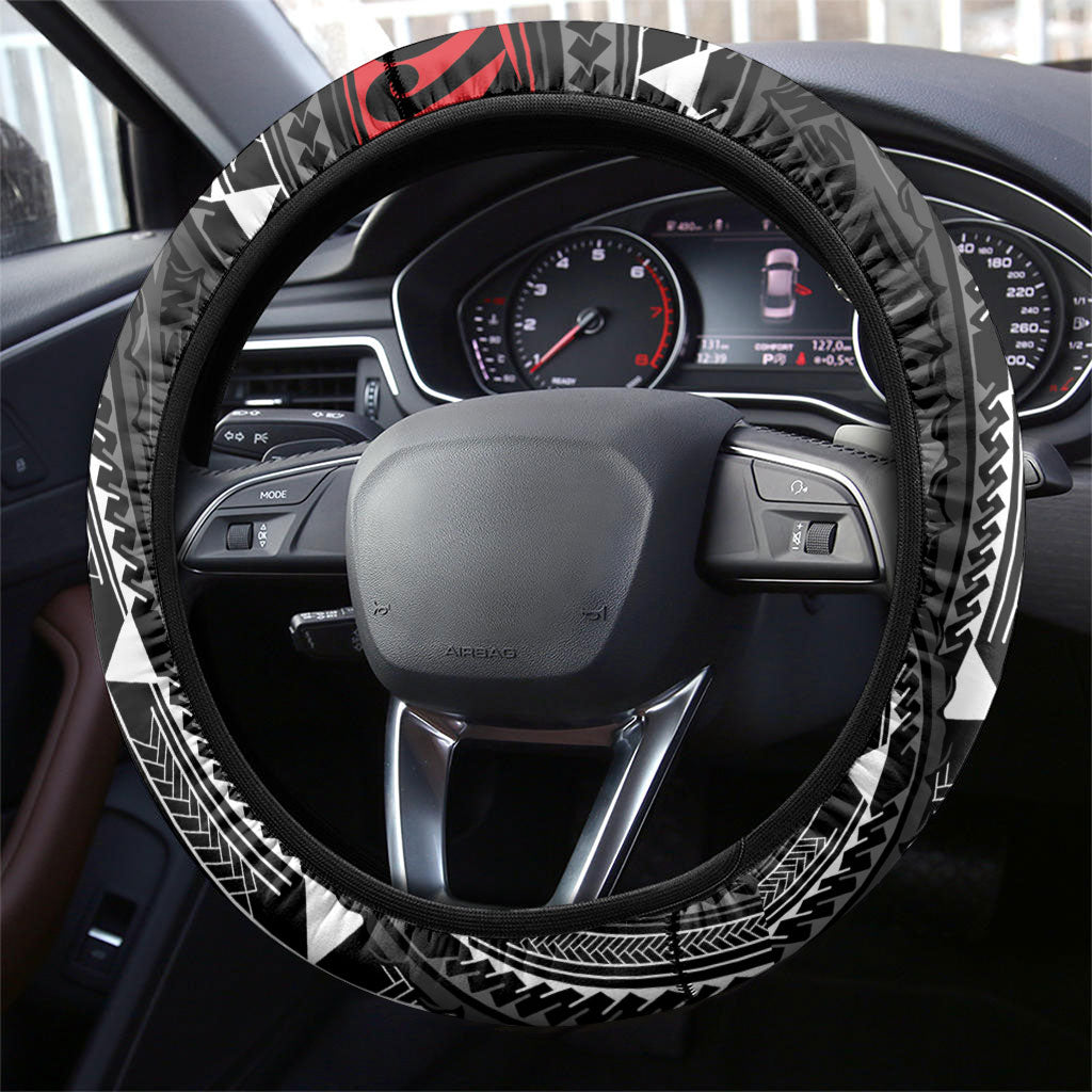 Aotearoa New Zealand Native Birds Map Steering Wheel Cover Silver Fern Tribal Pattern DT05 - Polynesian Pride