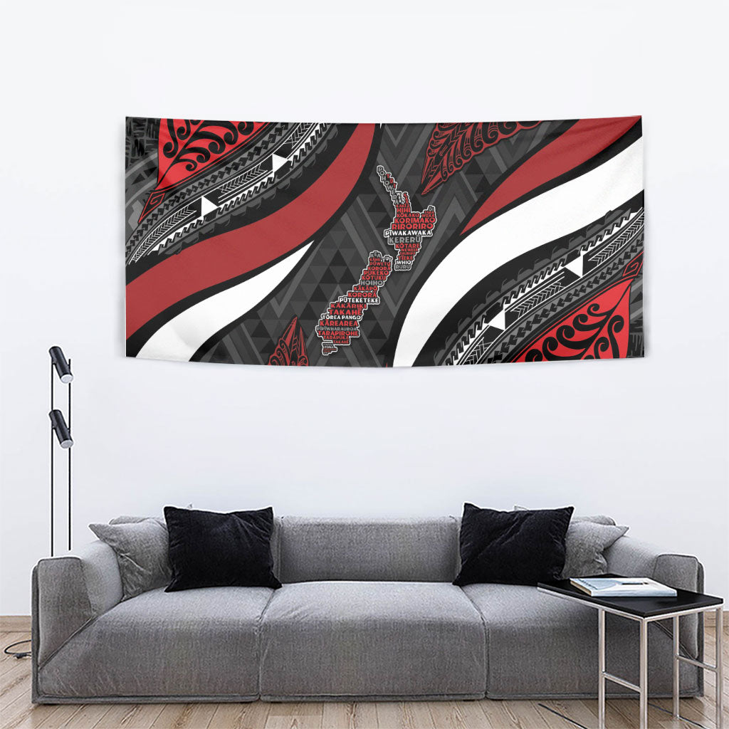 Aotearoa New Zealand Native Birds Map Tapestry Silver Fern Tribal Pattern DT05 - Polynesian Pride