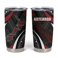 Aotearoa New Zealand Native Birds Map Tumbler Cup Silver Fern Tribal Pattern DT05 Red - Polynesian Pride