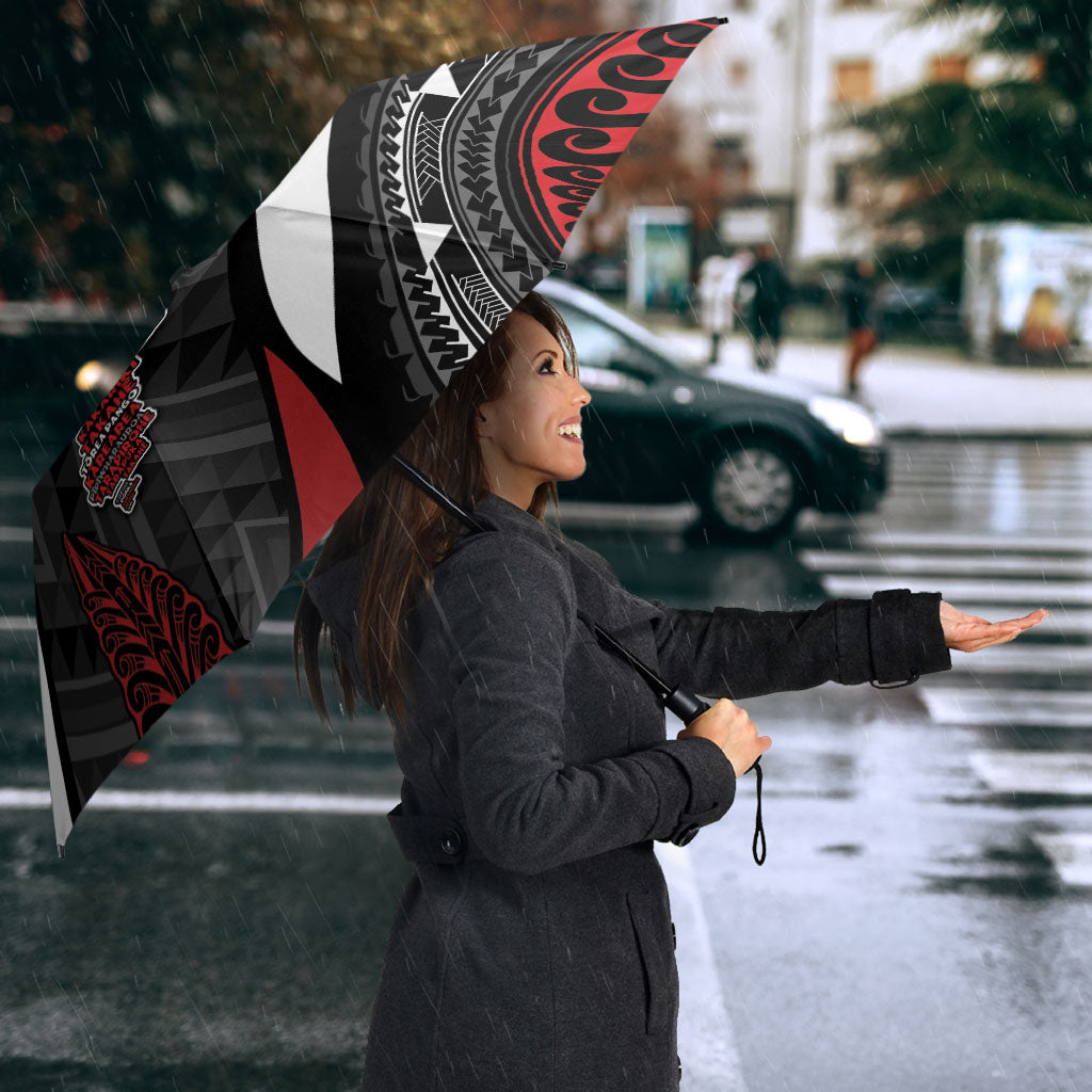 Aotearoa New Zealand Native Birds Map Umbrella Silver Fern Tribal Pattern DT05 - Polynesian Pride