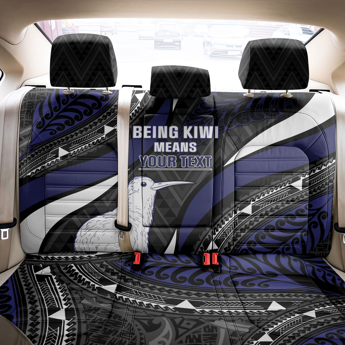 Personalised New Zealand Kiwi Back Car Seat Cover Silver Fern Tribal Pattern DT05 - Polynesian Pride