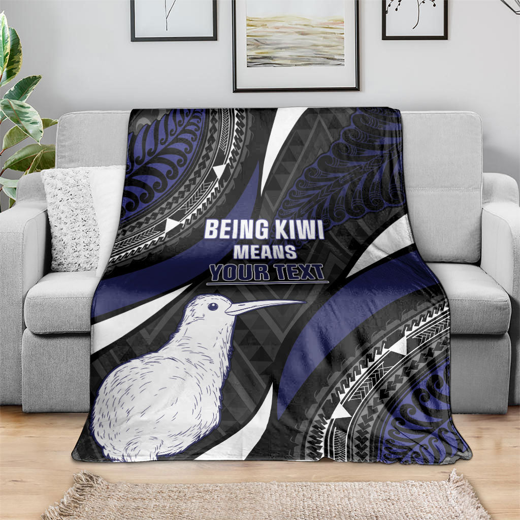 Personalised New Zealand Kiwi Blanket Silver Fern Tribal Pattern DT05 - Polynesian Pride