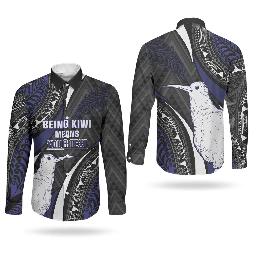 Personalised New Zealand Kiwi Couples Matching Short Sleeve Bodycon Dress and Long Sleeve Button Shirt Silver Fern Tribal Pattern DT05 - Polynesian Pride