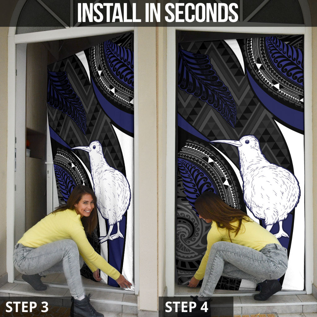 New Zealand Kiwi Door Cover Silver Fern Tribal Pattern DT05 - Polynesian Pride
