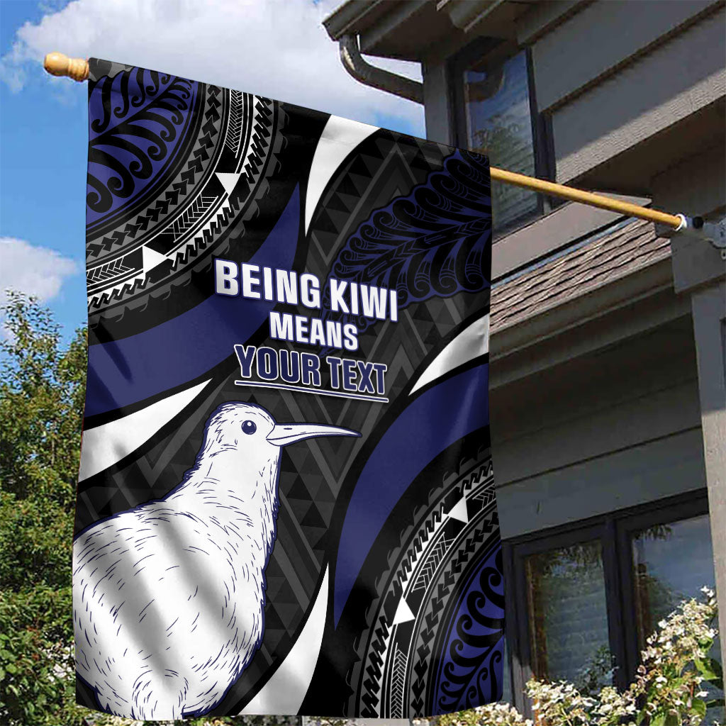 Personalised New Zealand Kiwi Garden Flag Silver Fern Tribal Pattern DT05 - Polynesian Pride
