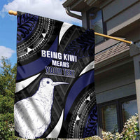 Personalised New Zealand Kiwi Garden Flag Silver Fern Tribal Pattern DT05 - Polynesian Pride