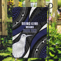 Personalised New Zealand Kiwi Garden Flag Silver Fern Tribal Pattern DT05 Garden Flag Navy - Polynesian Pride