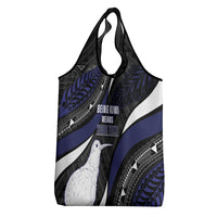 Personalised New Zealand Kiwi Grocery Bag Silver Fern Tribal Pattern DT05 - Polynesian Pride