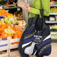 Personalised New Zealand Kiwi Grocery Bag Silver Fern Tribal Pattern DT05 - Polynesian Pride