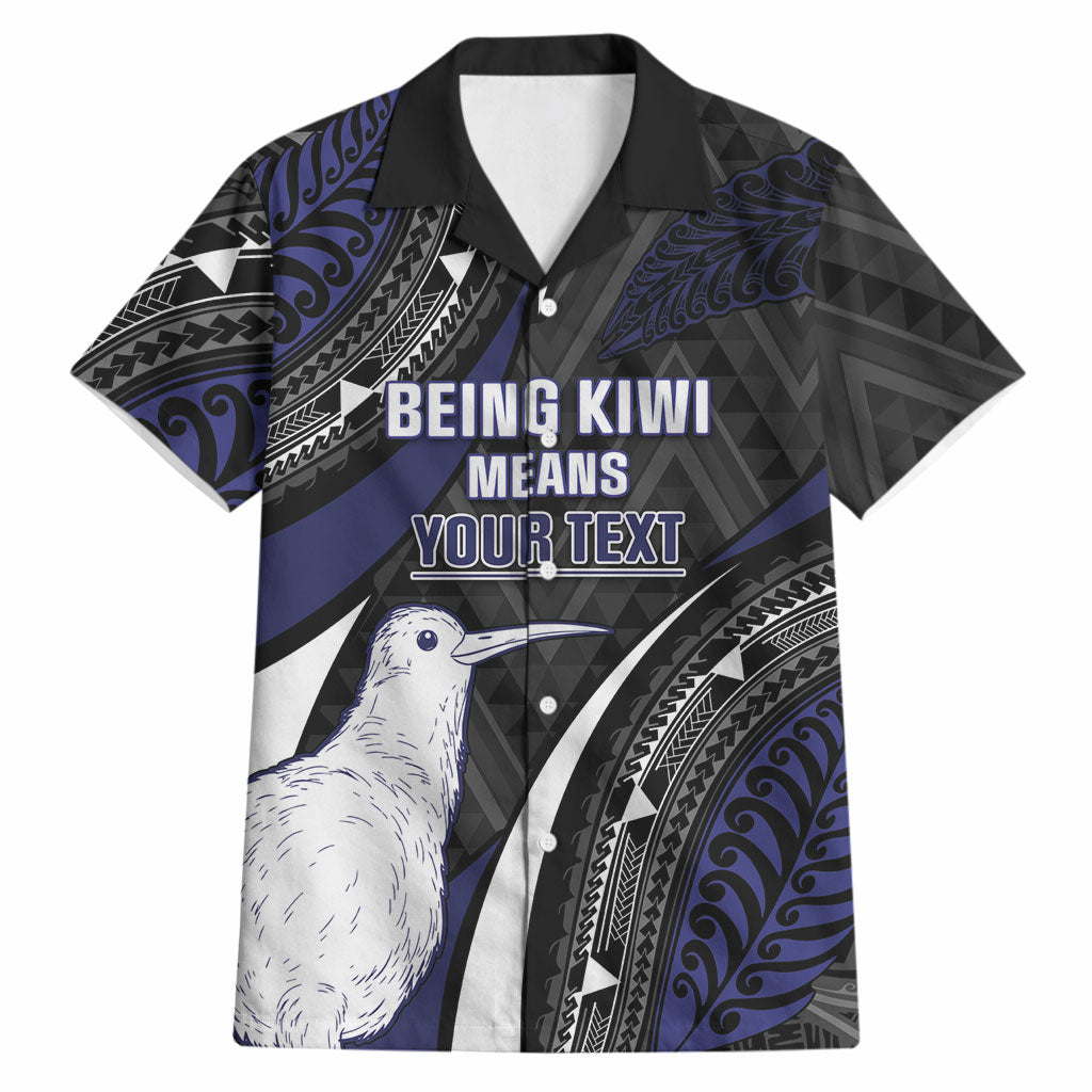 Personalised New Zealand Kiwi Hawaiian Shirt Silver Fern Tribal Pattern