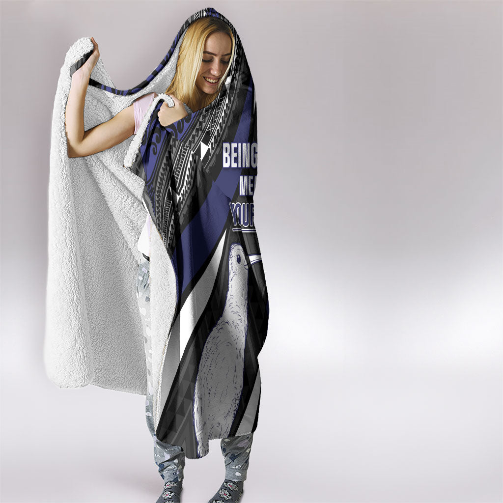 Personalised New Zealand Kiwi Hooded Blanket Silver Fern Tribal Pattern DT05 - Polynesian Pride