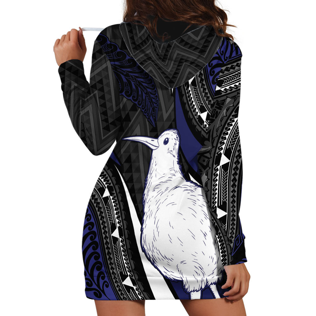 Personalised New Zealand Kiwi Hoodie Dress Silver Fern Tribal Pattern DT05 - Polynesian Pride