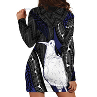 Personalised New Zealand Kiwi Hoodie Dress Silver Fern Tribal Pattern DT05 - Polynesian Pride