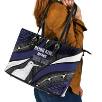 Personalised New Zealand Kiwi Leather Tote Bag Silver Fern Tribal Pattern DT05 - Polynesian Pride