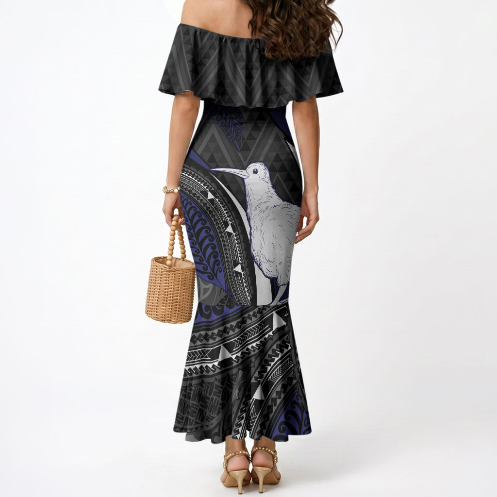 Personalised New Zealand Kiwi Mermaid Dress Silver Fern Tribal Pattern DT05 - Polynesian Pride