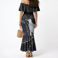Personalised New Zealand Kiwi Mermaid Dress Silver Fern Tribal Pattern DT05 - Polynesian Pride