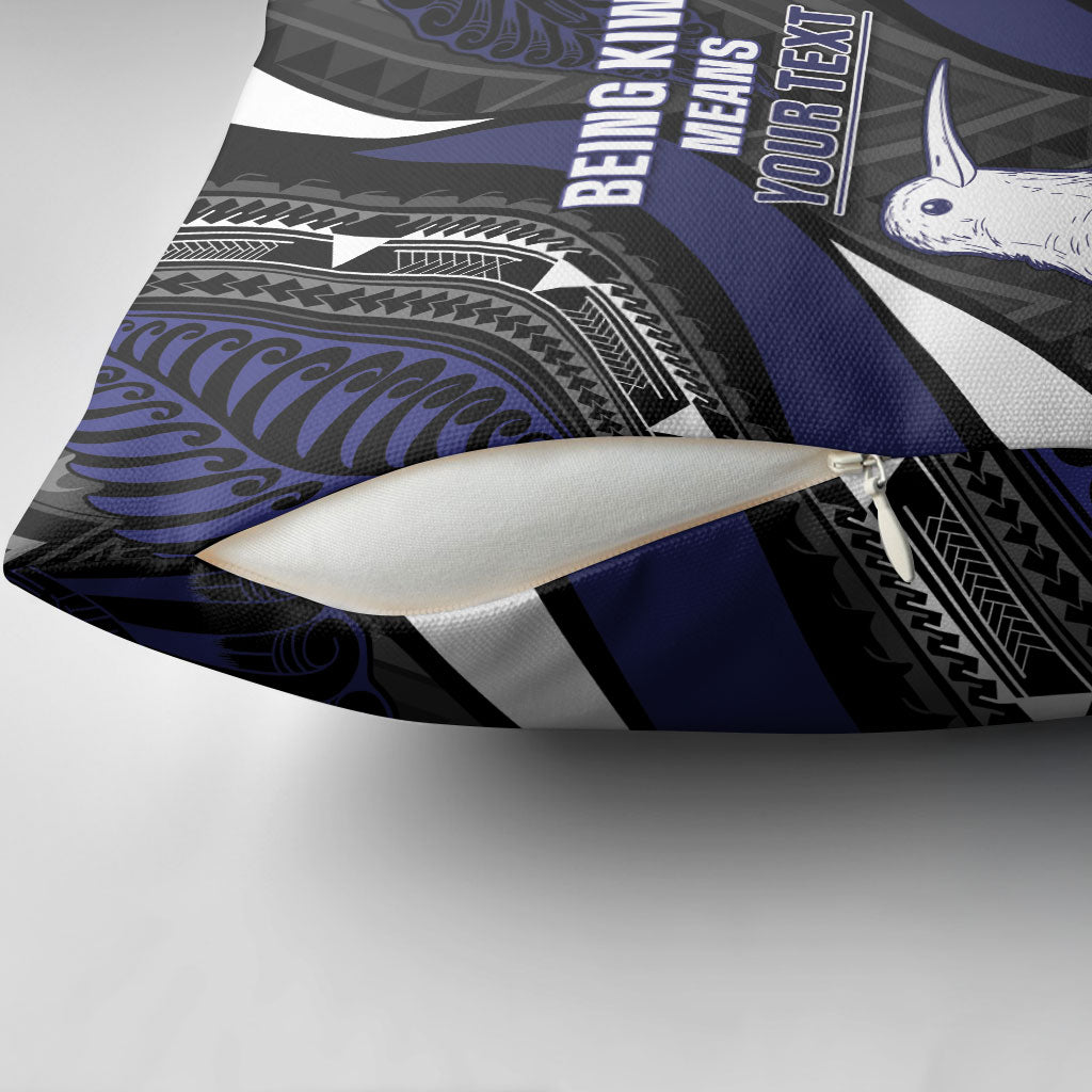 Personalised New Zealand Kiwi Pillow Cover Silver Fern Tribal Pattern DT05 - Polynesian Pride