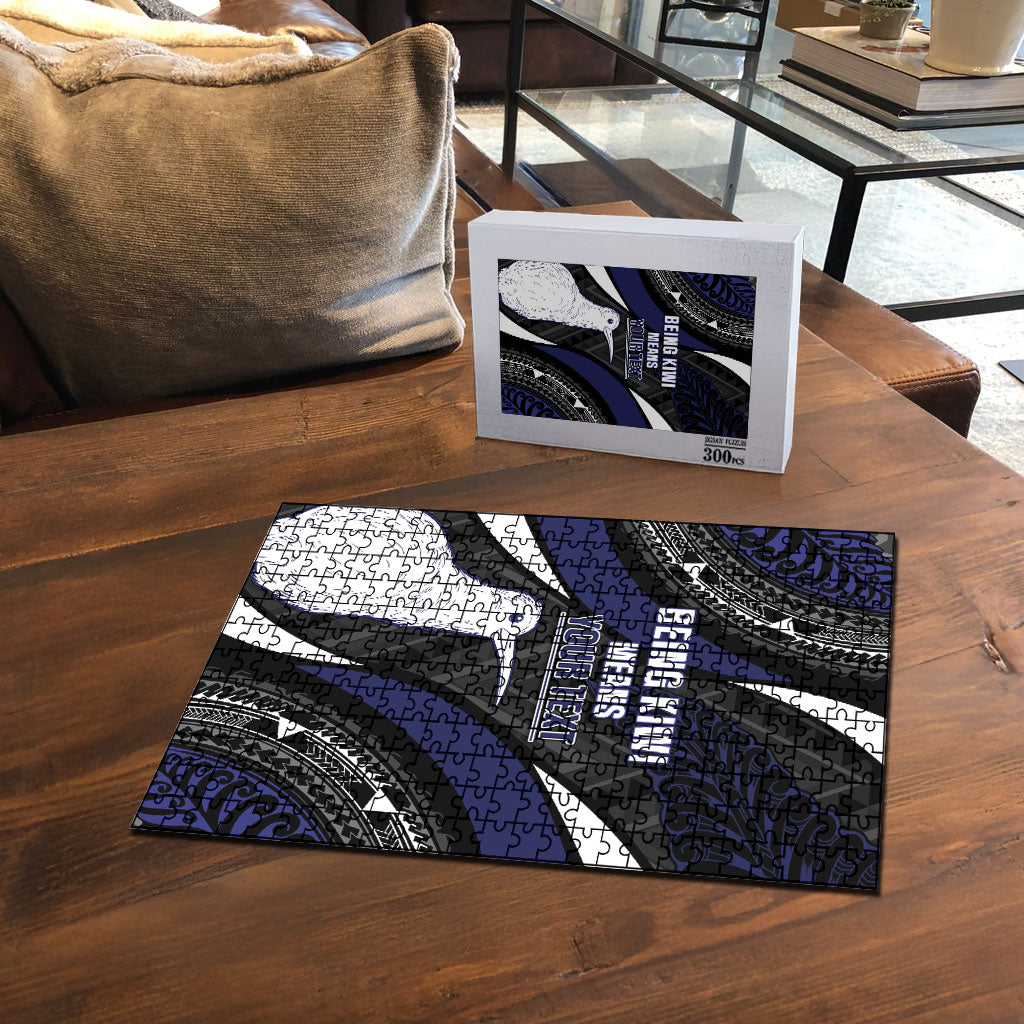 Personalised New Zealand Kiwi Puzzle Silver Fern Tribal Pattern DT05 - Polynesian Pride