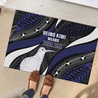 Personalised New Zealand Kiwi Rubber Doormat Silver Fern Tribal Pattern DT05 - Polynesian Pride