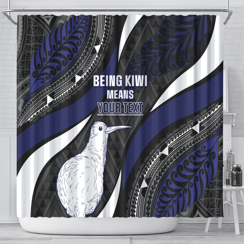 Personalised New Zealand Kiwi Shower Curtain Silver Fern Tribal Pattern DT05 - Polynesian Pride