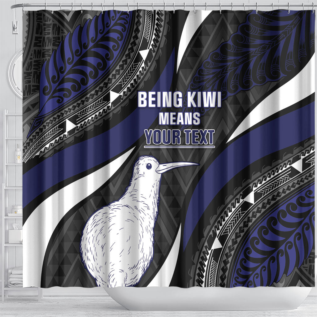 Personalised New Zealand Kiwi Shower Curtain Silver Fern Tribal Pattern DT05 - Polynesian Pride
