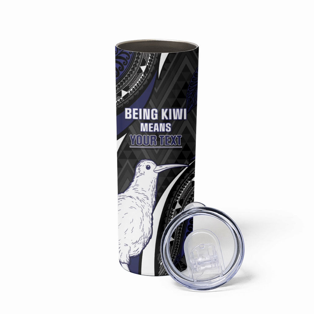 Personalised New Zealand Kiwi Skinny Tumbler Silver Fern Tribal Pattern DT05 - Polynesian Pride
