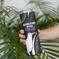 Personalised New Zealand Kiwi Skinny Tumbler Silver Fern Tribal Pattern DT05 - Polynesian Pride