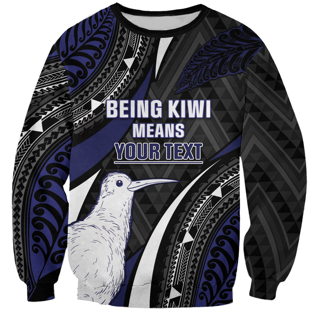 Personalised New Zealand Kiwi Sweatshirt Silver Fern Tribal Pattern DT05 Unisex Navy - Polynesian Pride